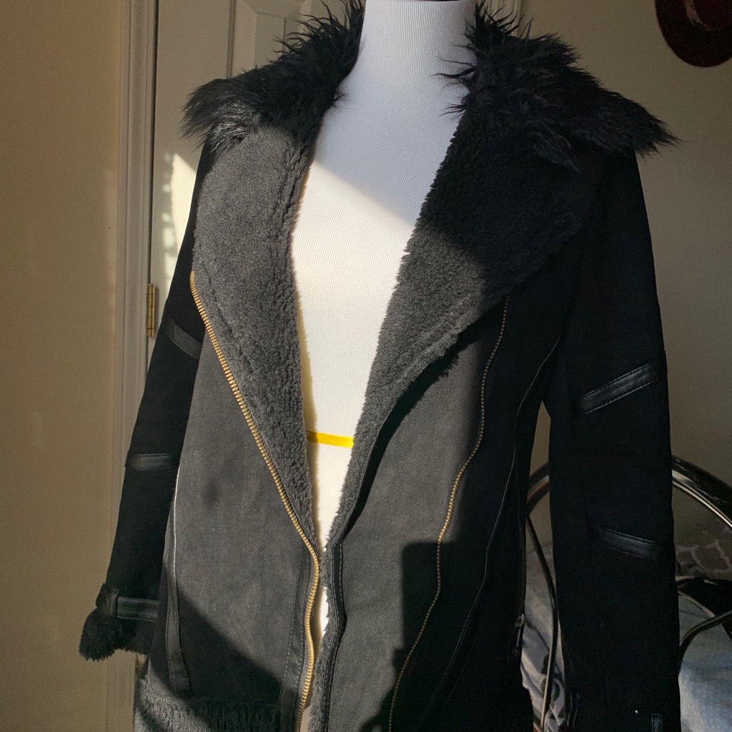 Michael Kors Black Suede Shearling Jacket